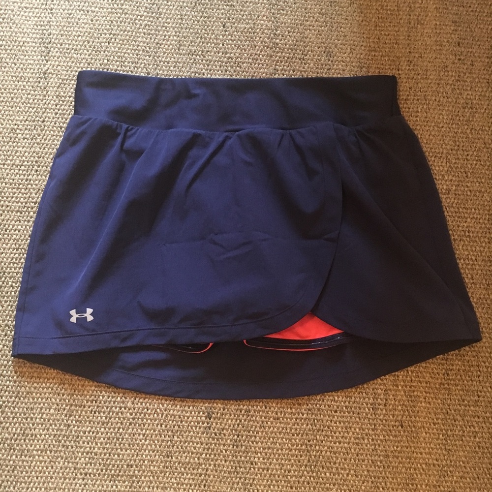 Under Armor Navy Skirt w/ Orange Shorts Underneath